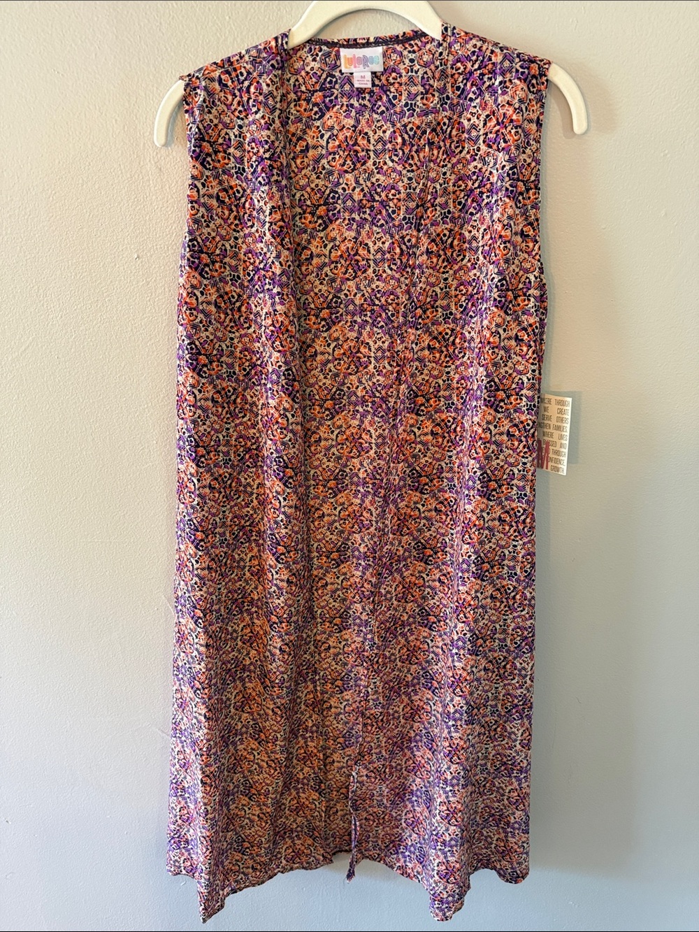 LuLaRoe Sleeveless Maxi Dress with Purple and Orange Paisley Print